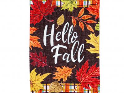 Plaid Hello Fall Garden Flag