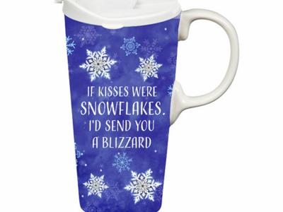 Travel Cup w/ box, If Kisses Were Snowflakes 17 oz.
