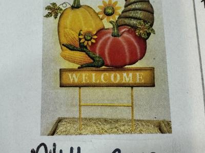 Cornucopia Pumpkin Welcome Garden Stake 30"x17"