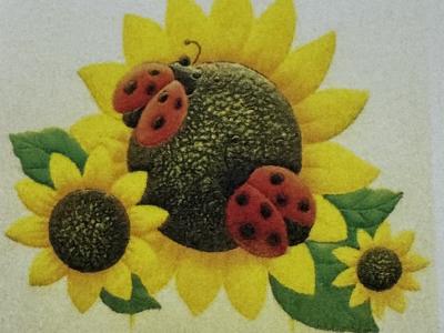 Sunflowers w/ Lady Bug Garden Stake 30"x27"